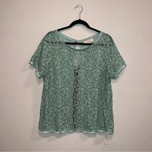 LOFT Seafoam Lace Blouse